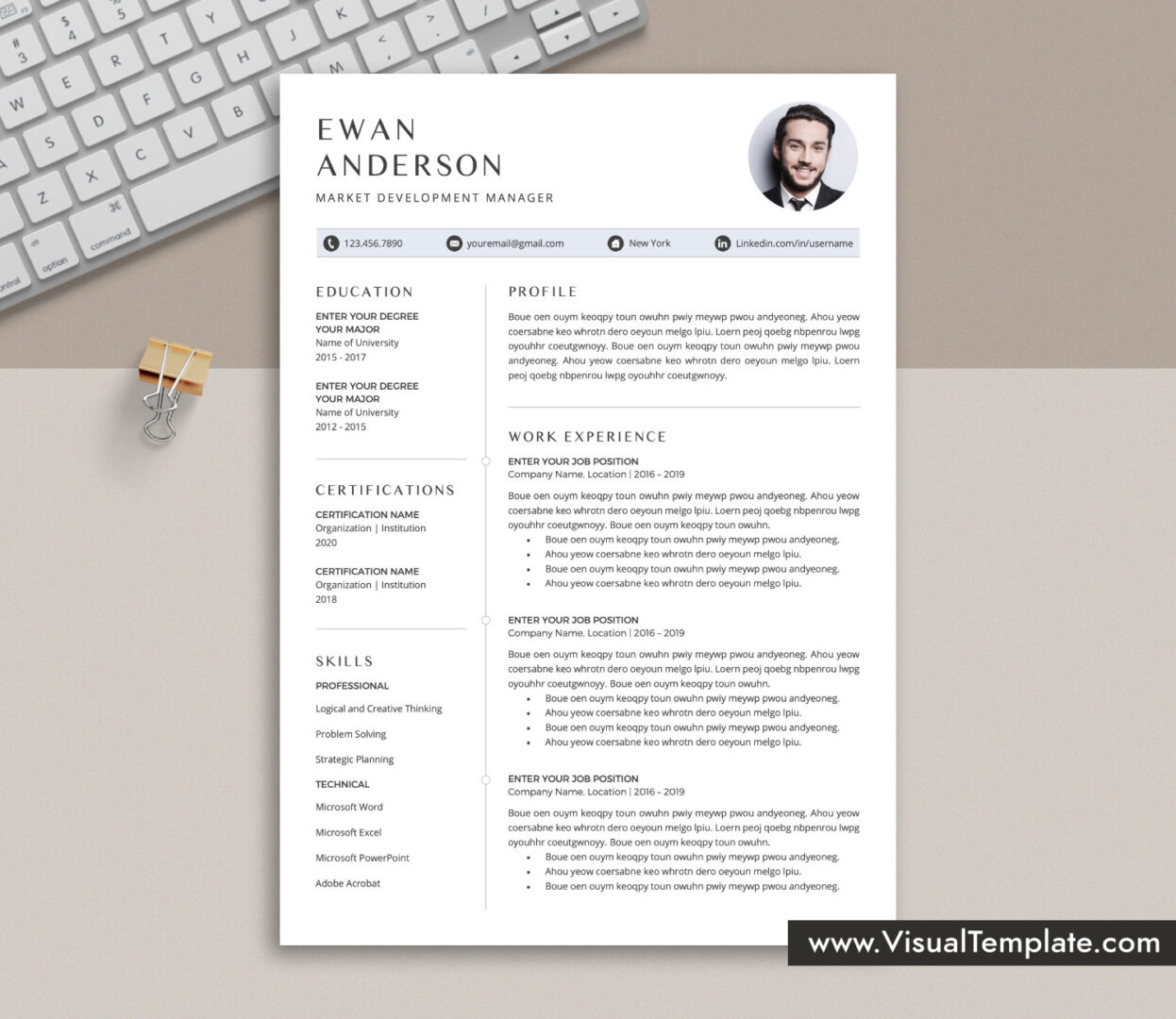 20242025 PreFormatted Resume Template with Resume Icons, Fonts and